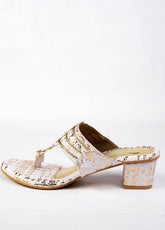 Golden Muse - White and Gold Block Heel
